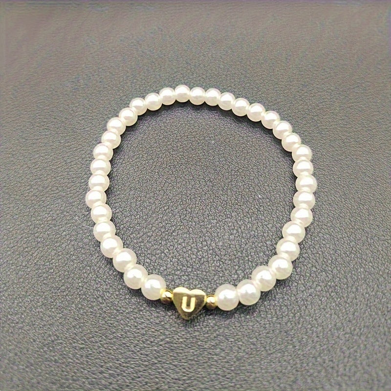 Bracelet chic avec initiale A-Z et cœur