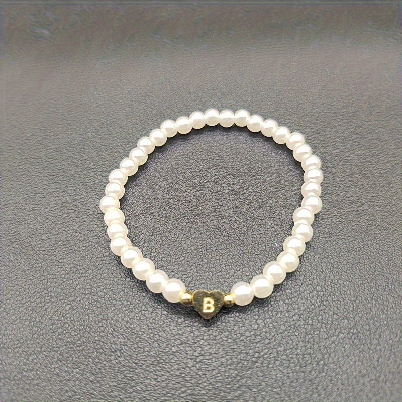 Bracelet chic avec initiale A-Z et cœur