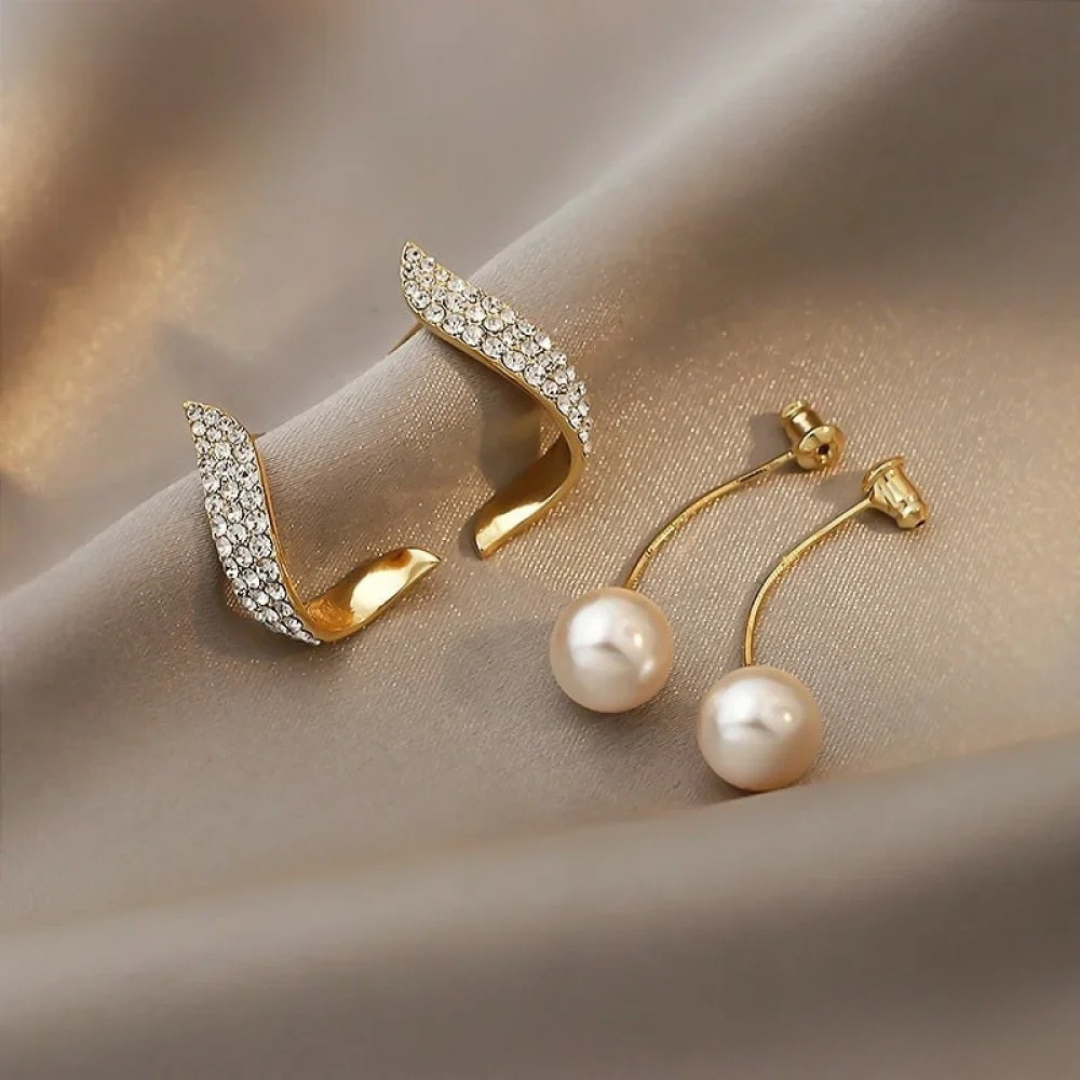 Boucles d’oreilles pendantes chic en or avec perles
