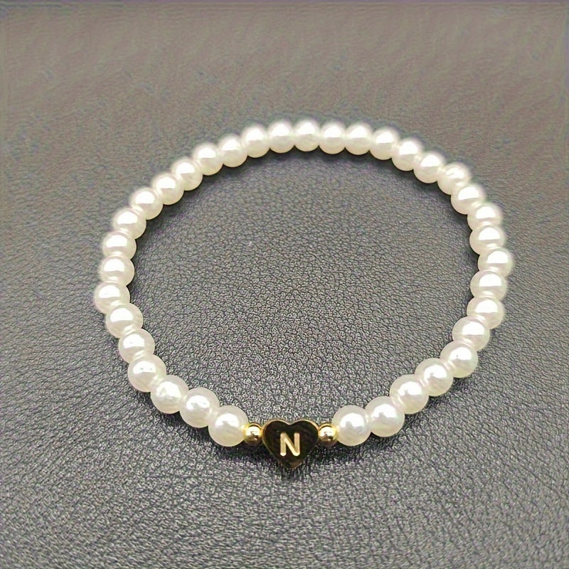Bracelet chic avec initiale A-Z et cœur