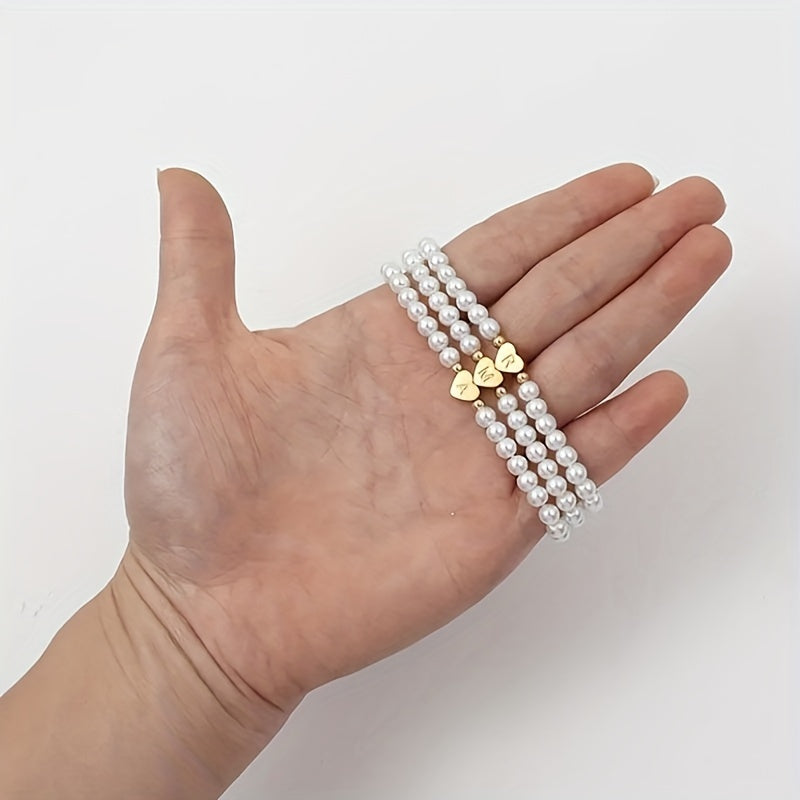 Bracelet chic avec initiale A-Z et cœur