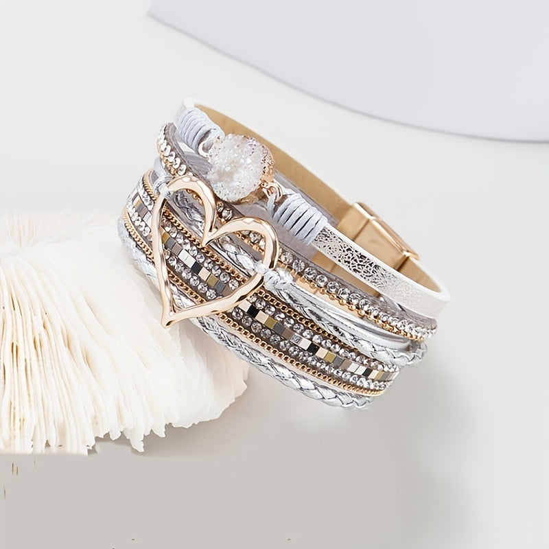 Bracelet bohémien en cuir à couches multiples