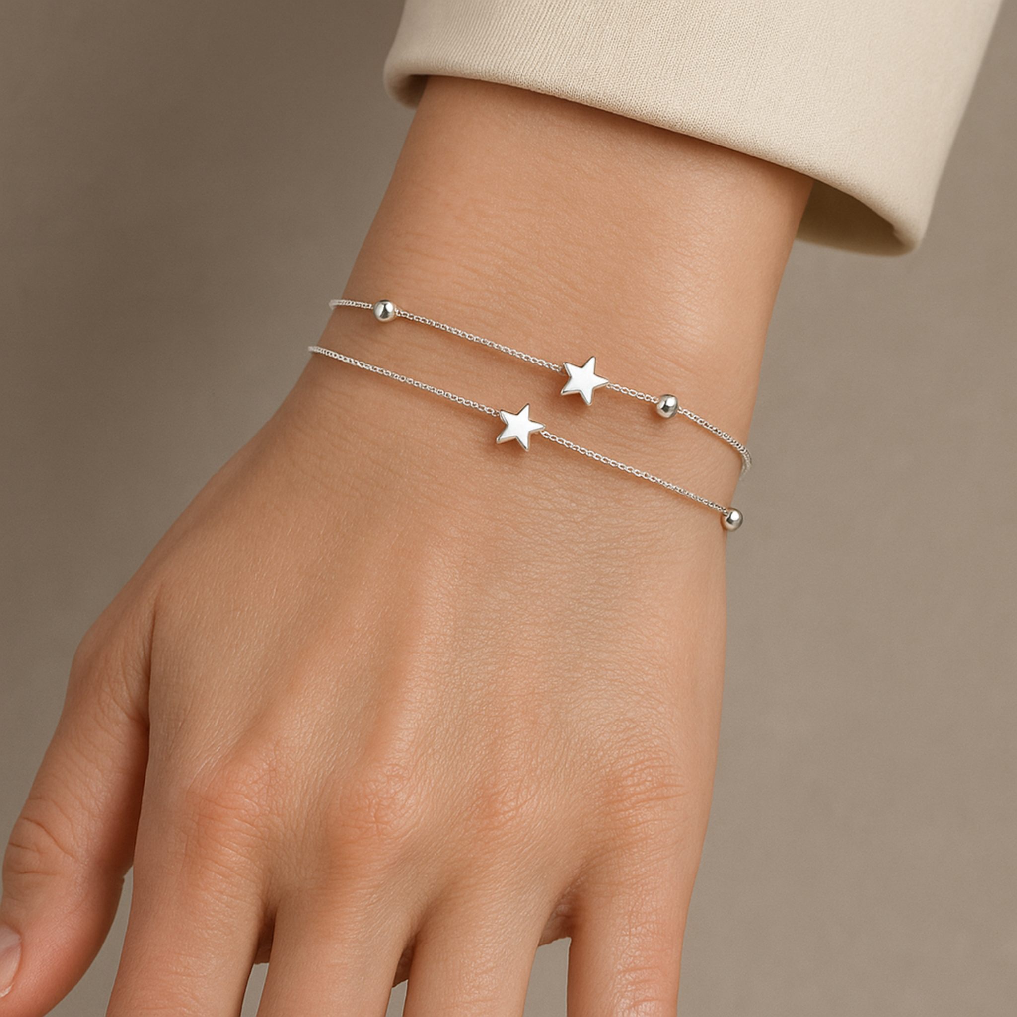 Bracelet en argent avec étoiles