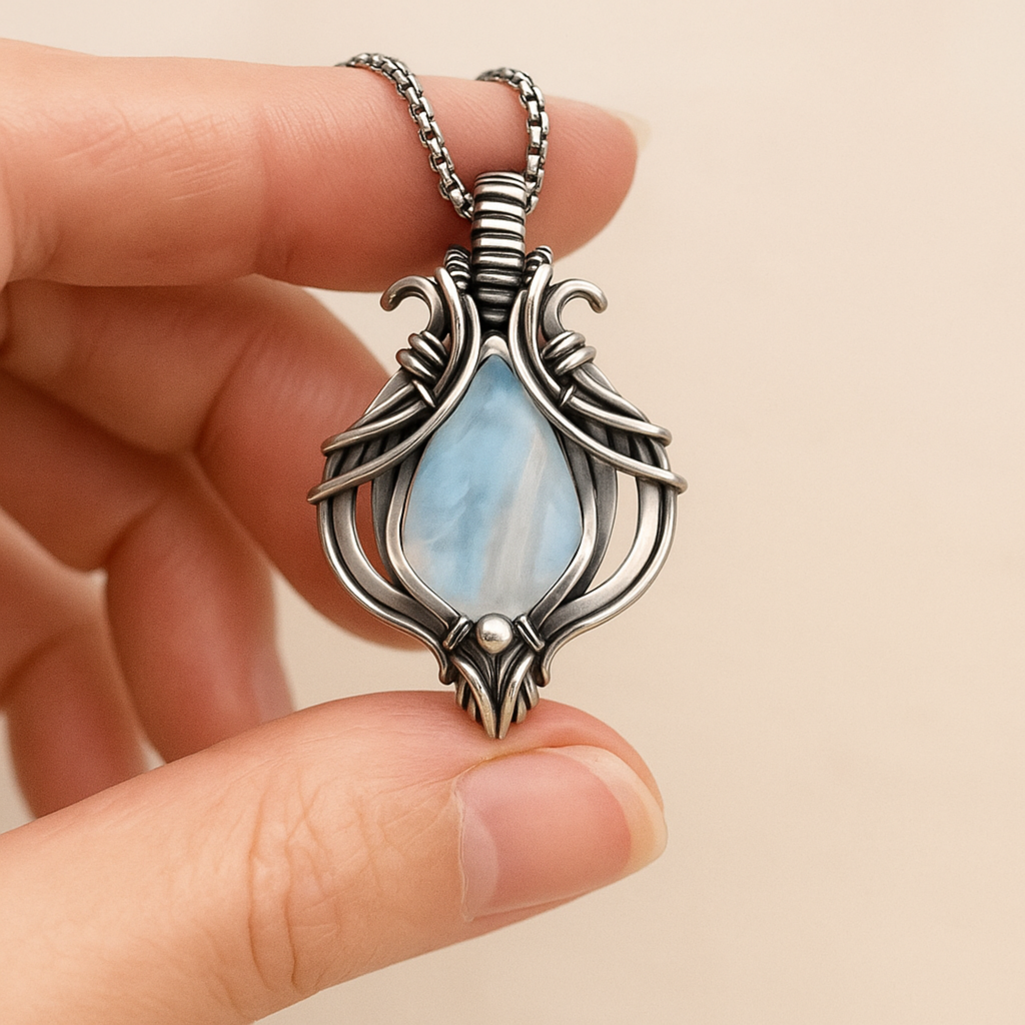 Collier vintage bleu en argent