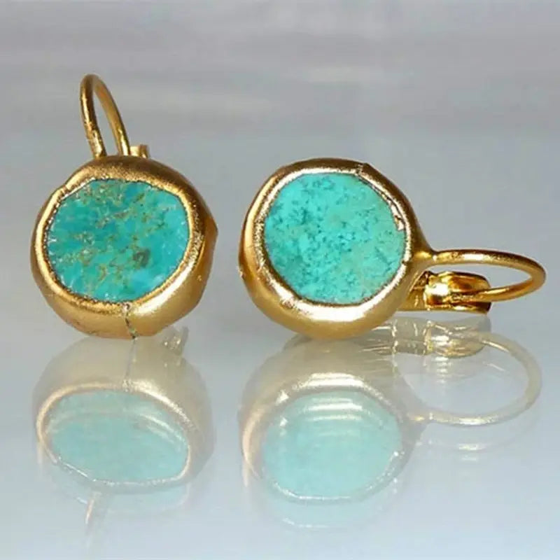 Boucles d’oreilles élégantes en or avec pierre turquoise