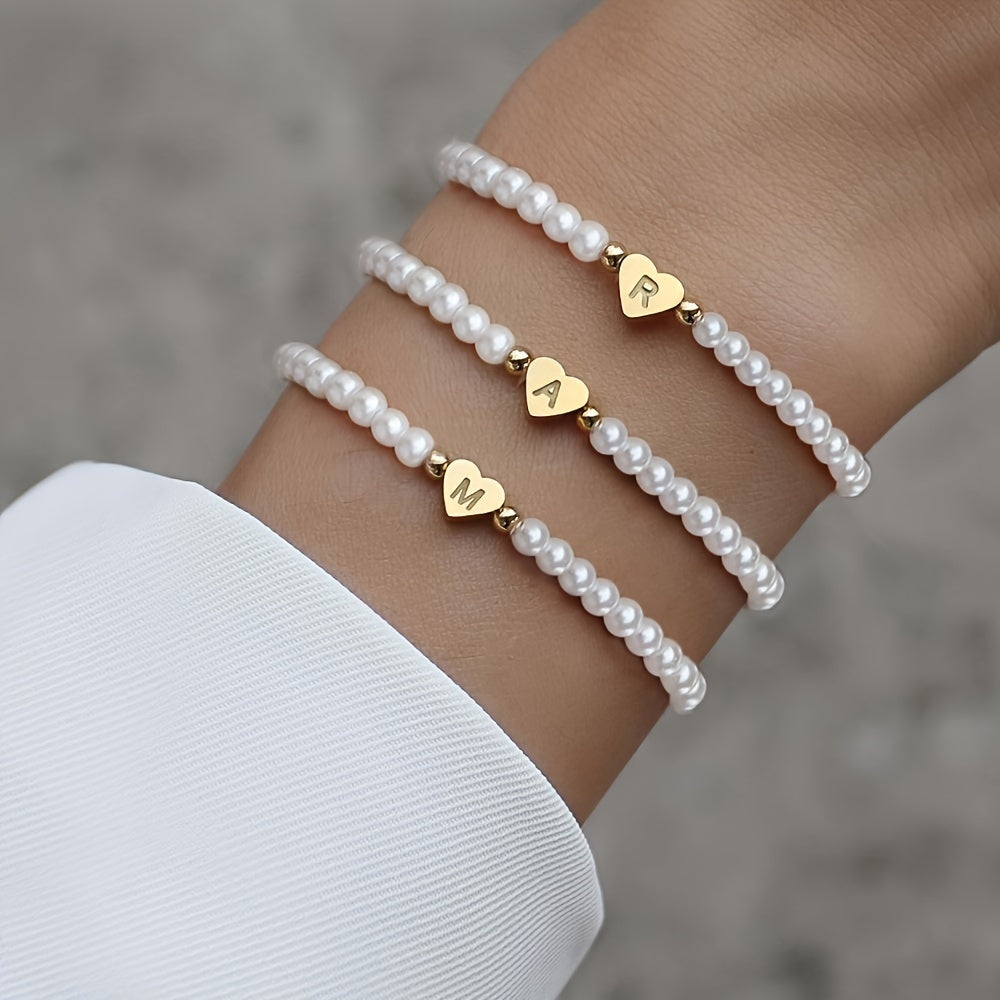 Bracelet chic avec initiale A-Z et cœur