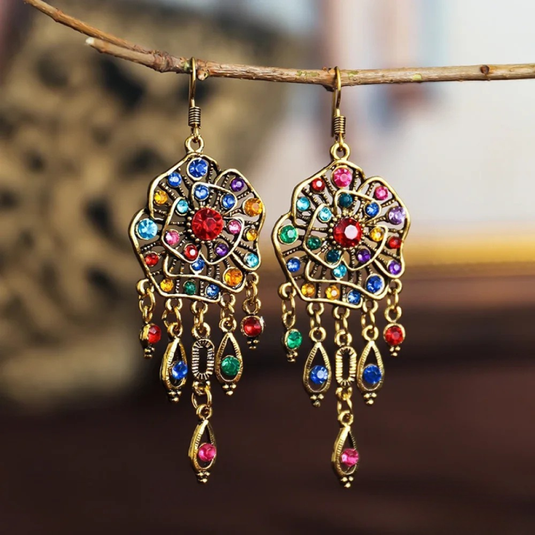 Boucles d’oreilles vintage mandala colorées