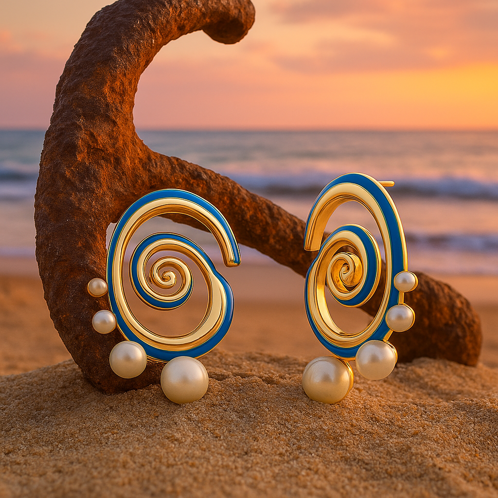 Boucles d’oreilles avec perles bleues