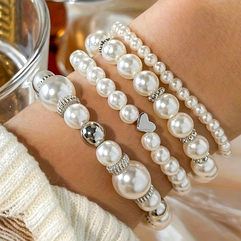 Ensemble de bracelets élégants avec perles et cœur