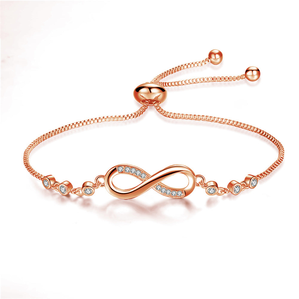 Bracelet chic ajustable en or rose avec symbole infini