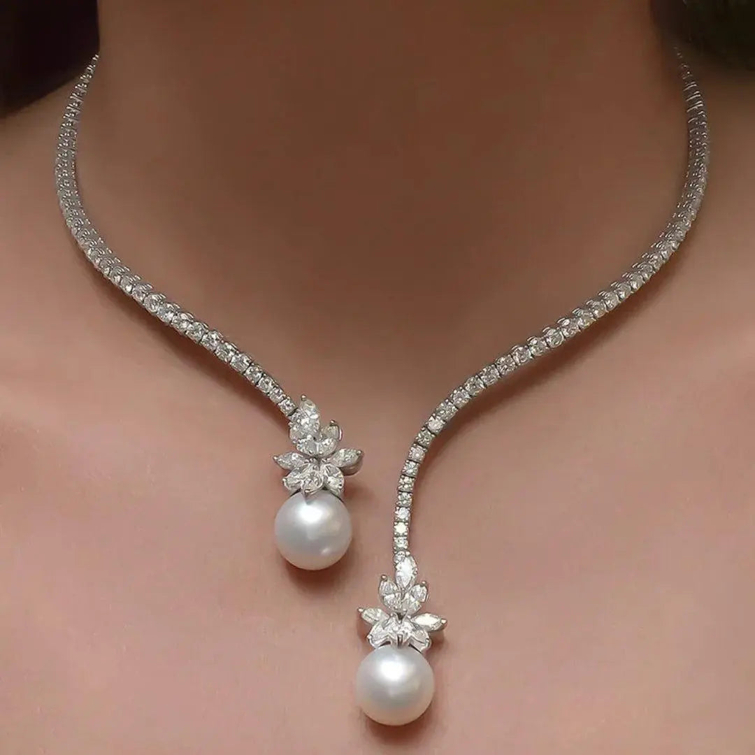 Collier élégant et brillant avec perles en argent sterling
