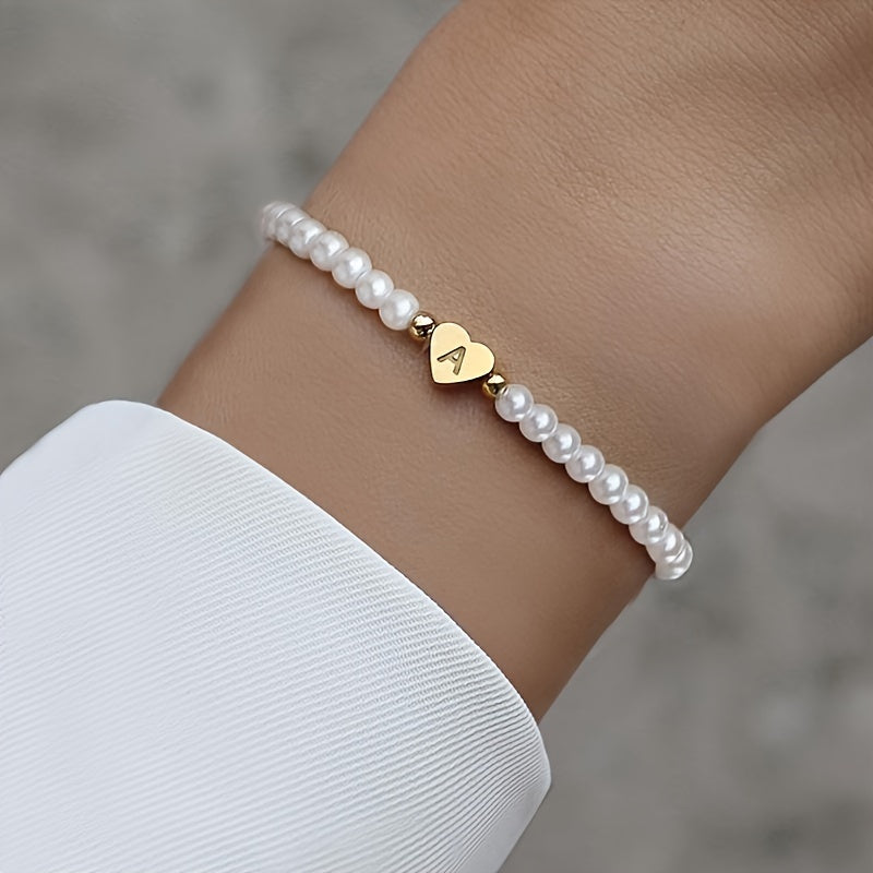 Bracelet chic avec initiale A-Z et cœur
